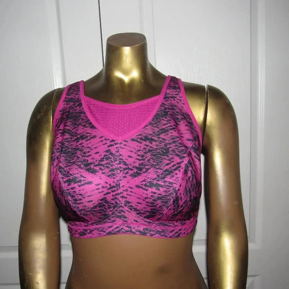 GLAMORISE SPORT Pink Black Bra Size 40G - Picture 1 of 4